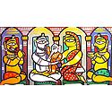 Lord Shiva, Parvati and Ganesha - Photo Print of Jamini Roy Painting