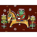 Queen on Horse - Photo Print of Jamini Roy Painting
