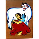 Krishna with Mother Yashoda - Photo Print of Jamini Roy Painting