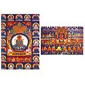 Amitabha with Entourage and Amitabh Buddha (Reprint of Medieval Painting) in Alchi Monastery, Ladakh - Set of 2 Postcards
