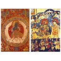 Buddha Akshobhaya and Royal Drinking Scene (Reprint of Medieval Paintings) in Alchi Monastery, Ladakh - Set of 2 Postcards
