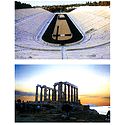 Panathenaic Stadium and Temple of Poseidon, Athens, Greece - Set of 2 Postcards