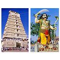 Chamundeswari Temple and Mahisasura - Set of 2 Postcards