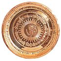 Copper Puja Thali with Om and Gayatri Mantra