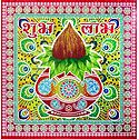 Kalash with Coconut Print on Glazed Paper Sticker Rangoli