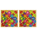 Set of 2 Square Stickers with Geometrical Design
