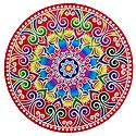 Multicolor Alpana Design on Round Sticker