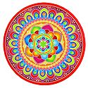 Multicolor Alpana Print on Round Sticker