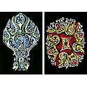 Set of Two Hand Painted Colorful Rangoli Design on Paper