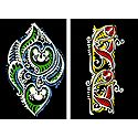 Set of Two Hand Painted Colorful Rangoli Design Template on Paper