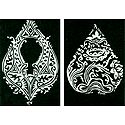 Set of Two Hand Painted White Rangoli Design on Handmade Paper
