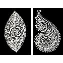 Set of Two Hand Painted White Rangoli Design on Handmade Paper