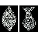Set of Two Hand Painted White Rangoli Design on Handmade Paper