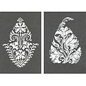 Set of Two Hand Painted White Rangoli Design on Handmade Paper