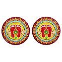 Pair of Rangoli Stickers with Charan Design
