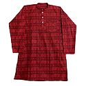 Red Full Sleeve Long Kurta with Om Print