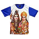Printed Shiva Family on Synthetic T-Shirt for Men