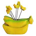 Banana Shaped Stand with Six Fruit Forks