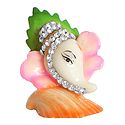 Stone Studded Resin Ganesha Face on Shell for Car Dashboard