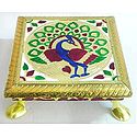 Meenakari Peacock Design Rectangle Ritual Seat