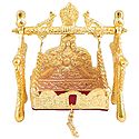 White Metal Carving Golden Jhula for Deity