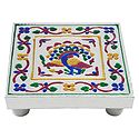 Multicolor Peacock Design Square Ritual Seat