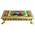 Meenakari Peacock Design Rectangle Ritual Seat