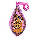 Embroidered Radha on Dark Pink Cotton Japa Mala Bag