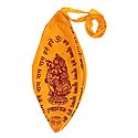 Saffron Japa Mala Bag with Radha Krishna Print