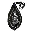 Black Cotton Japamala Bag with Radha Krishna Print