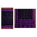 Black Cotton Bandhni Saree with Purple Border and Pallu from Rajasthan