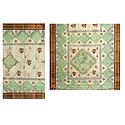 Ivory Bengal Cotton Saree with Green and Brown Print
