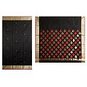 All-Over Golden and Red  Boota on Black Chanderi Saree with Zari Border and Pallu
