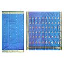 All-Over Golden Zari Boota on Blue Chanderi Saree with Zari Border and Pallu