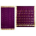 All-Over Golden Zari  Boota on Purple Chanderi Saree with Zari Border and Pallu