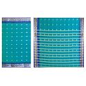 Cyan Blue Synthetic Saree with Dark Blue Border and All-Over Zari Boota