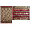 Bagh Print on Dark Khaki Chanderi Saree with Red, Black and Zari Border with Pallu