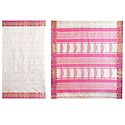 All-Over Pink Boota on Ivory Maheshwari Saree from Madhya Pradesh