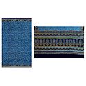 Print on Cyan Blue Crepe Silk Saree with Border and Pallu