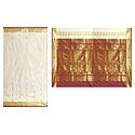 Off-White Poly Silk Sari with Gorgeous Pallu and All-Over Zari Boota