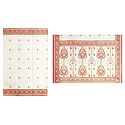 Ivory White Cotton Saree with Printed Red Paisley Border and Pallu