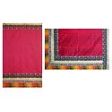 Red Cotton Silk Kota Saree with Madhubani Print Border and Ikkat Pallu