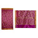 Magenta Silk Cotton Saree with Yellow Border
