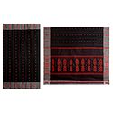 Red Weaved Design on Black Cotton Tangail Saree for Women