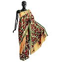 Kantha Stitch on Yellow Pure Silk Saree with Gorgeous Border and Pallu