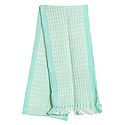 Light Cyan and White Hand Knitted Woollen Muffler