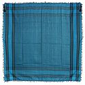 Muslim Woven Black With Cyan Blue Check Cotton Scarf