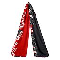 Print on Dark Red and Black Viscose Scarf