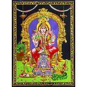 Karmaniamman - South Indian Goddess of Rain - Print with Sequin Work on Cotton Cloth - Unframed