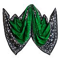 Kantha Embroidery on  Green Batik Cotton Stole